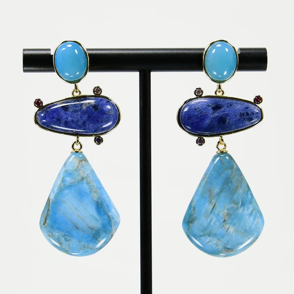 EarringsNatural Stone Apatite Blue Sodalite Jade Stud Dangle Earrings - WS JewelleryNatural Stone ColelctionNatural Stone EarringPearl Earring