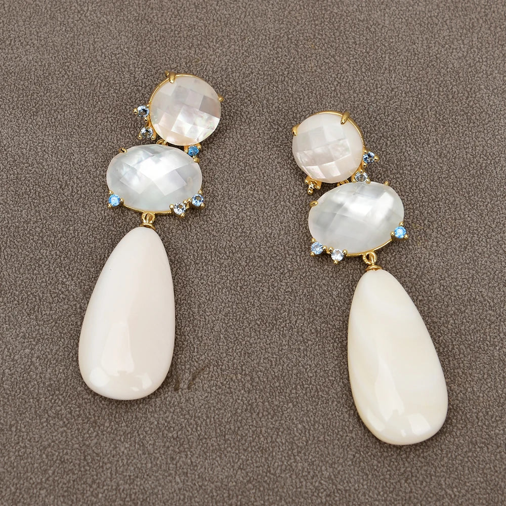 NecklacesNatural White Sea Shell Pearl Stud Earrings - WS JewelleryNatural Stone ColelctionNatural Stone EarringPearl Earring