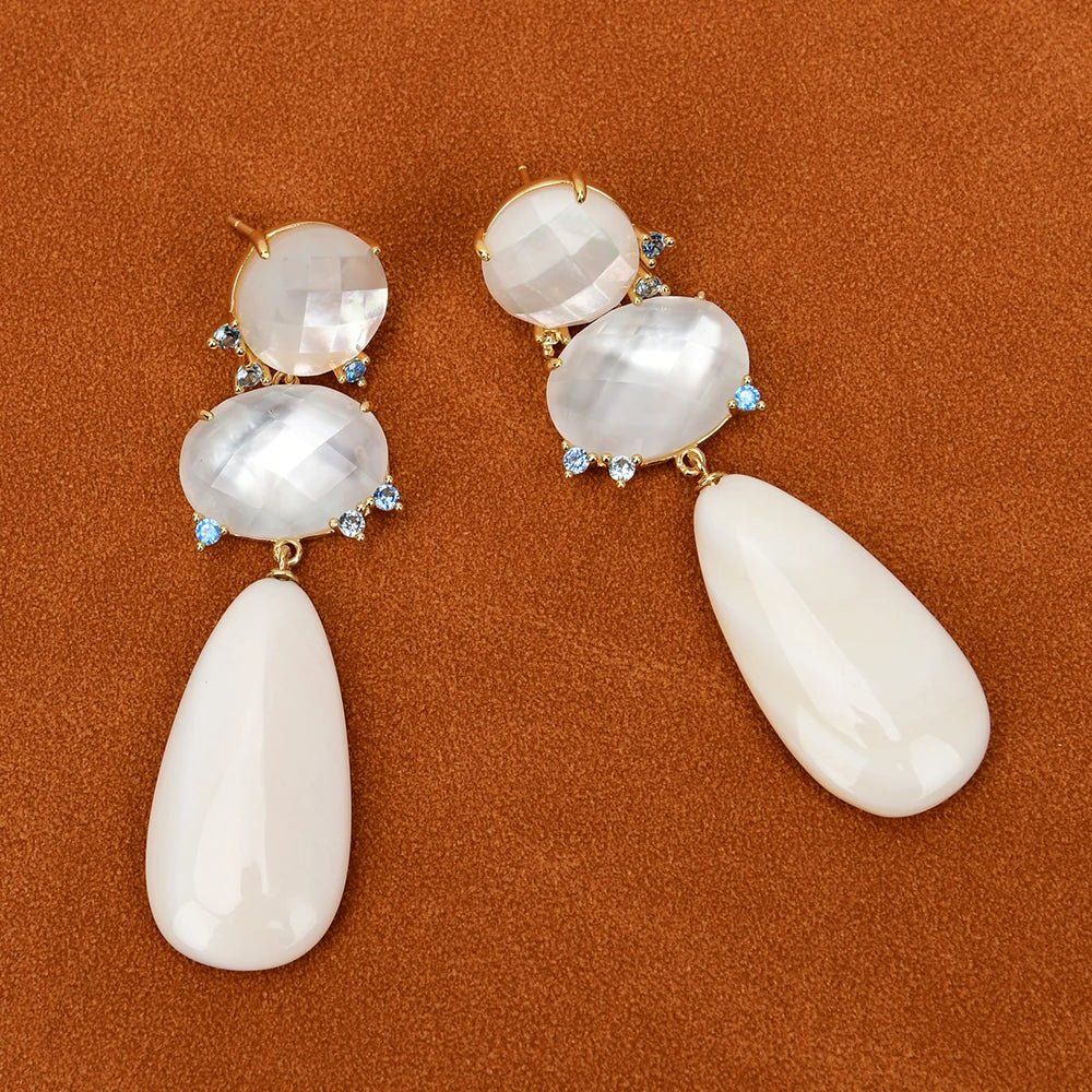 NecklacesNatural White Sea Shell Pearl Stud Earrings - WS JewelleryNatural Stone ColelctionNatural Stone EarringPearl Earring