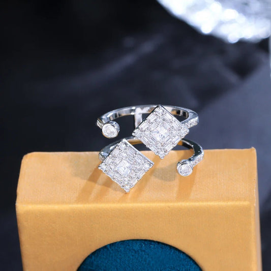 RingsOpen Cuff Geometric Sqaure Rings R283 - WS JewelleryRing