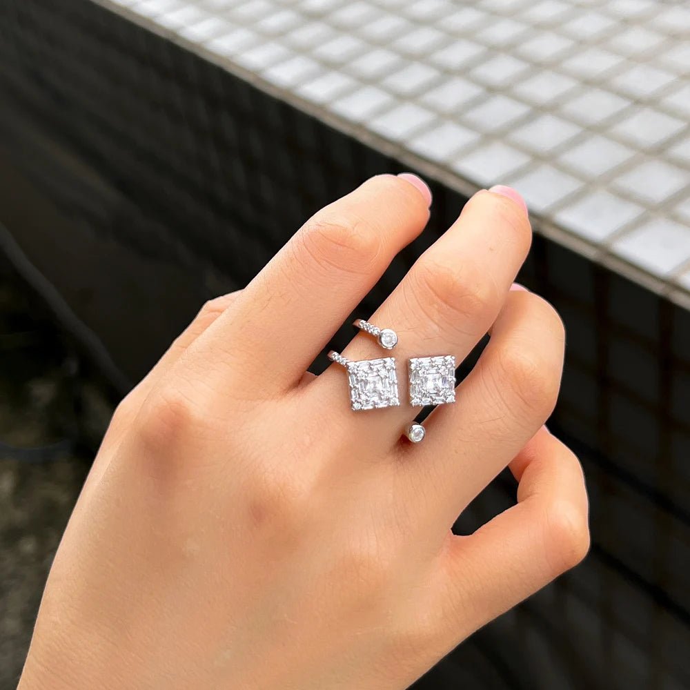 RingsOpen Cuff Geometric Sqaure Rings R283 - WS JewelleryRing