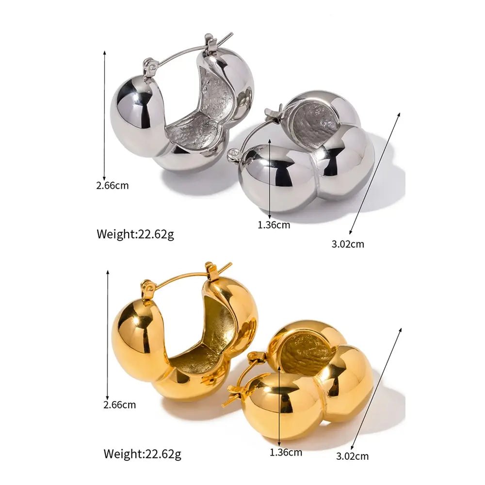 Oval Geometric 18K GP Stainless Steel Waterproof Texture Stud Earrings - WS JewelleryStainless Steel