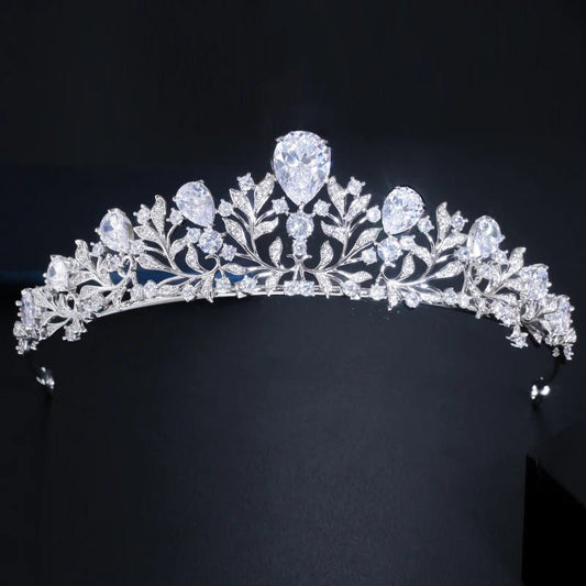TiarasPear Cut Leaf Princess Tiaras A026 - WS JewelleryBridal TiaraHair AccessoriesQueen Tiara