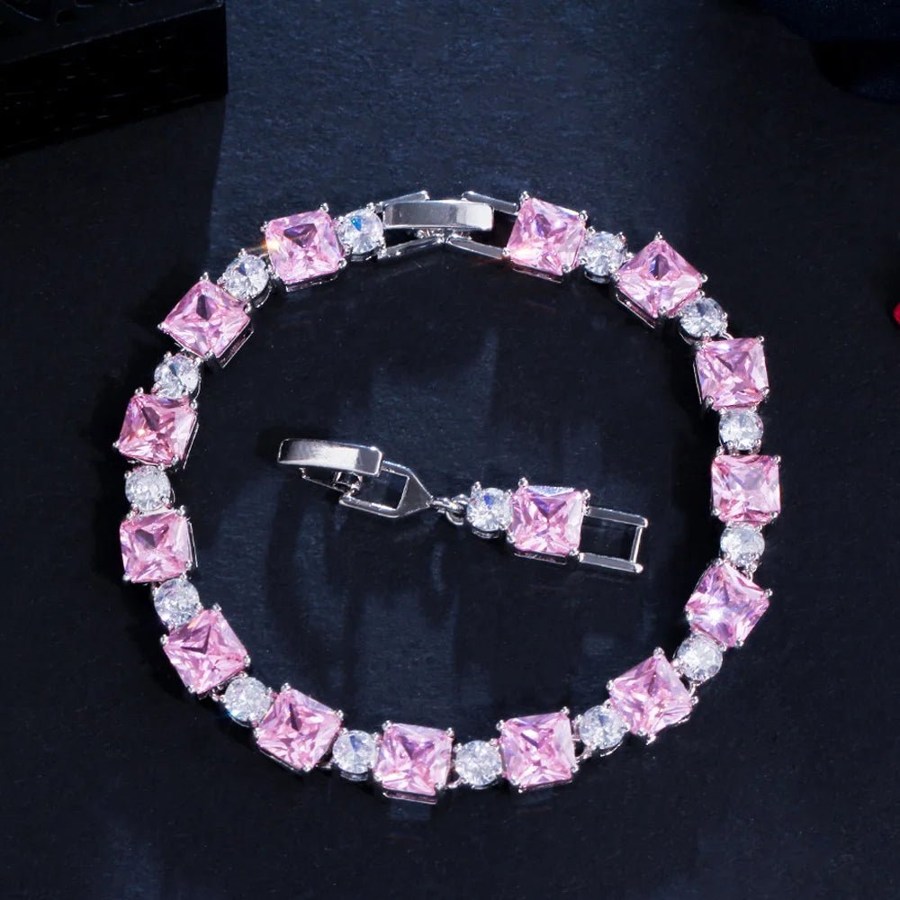 BraceletsPink Cube Tennis Chain Bracelet CB276 - WS JewelleryBraceletTennis Bracelet