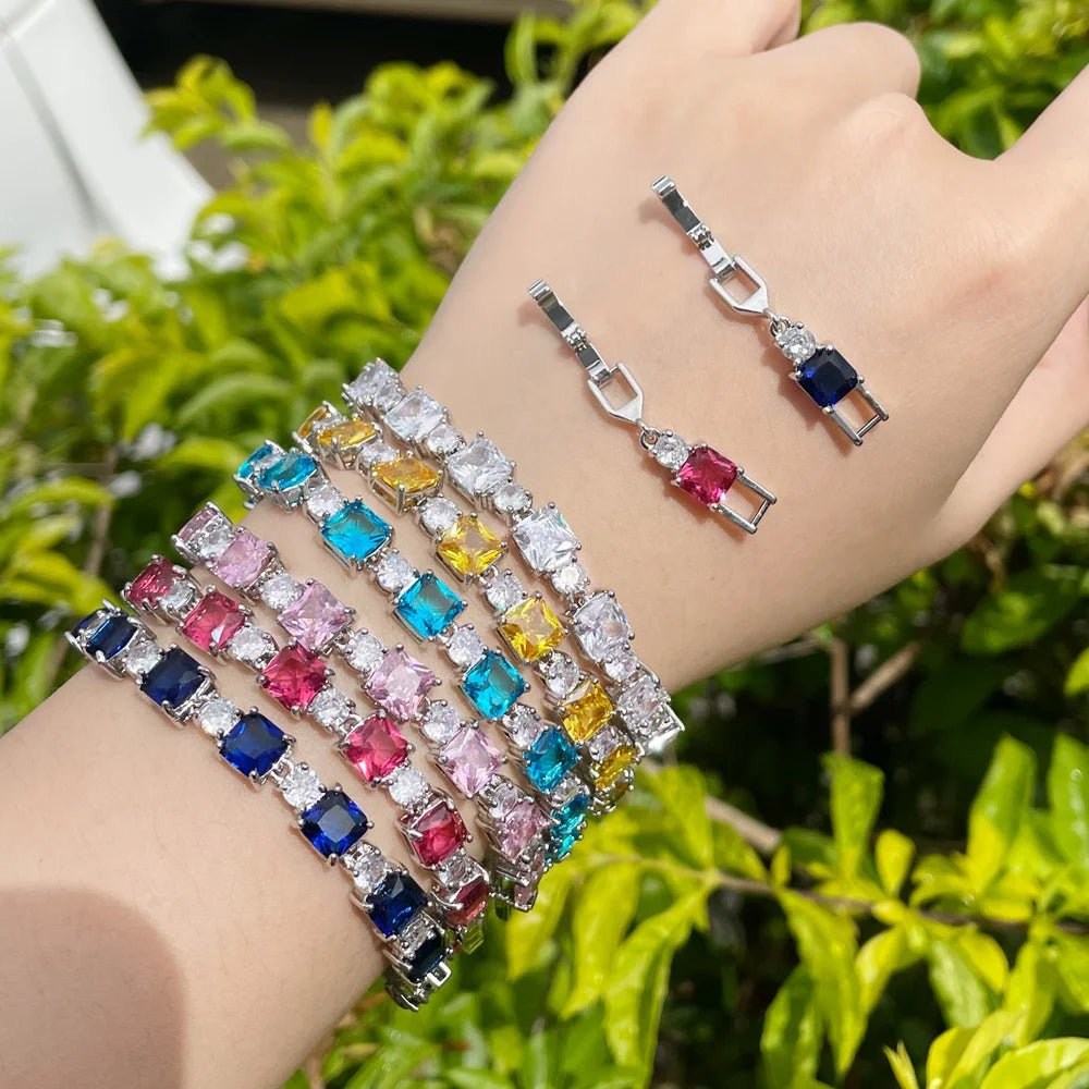 BraceletsPink Cube Tennis Chain Bracelet CB276 - WS JewelleryBraceletTennis Bracelet