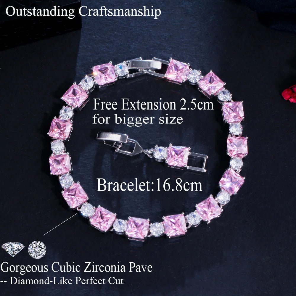 BraceletsPink Cube Tennis Chain Bracelet CB276 - WS JewelleryBraceletTennis Bracelet