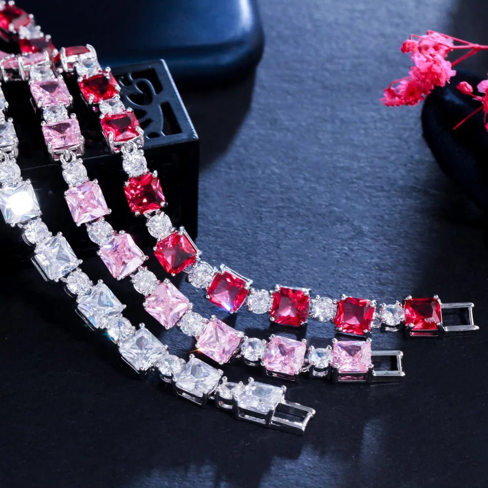 BraceletsPink Cube Tennis Chain Bracelet CB276 - WS JewelleryBraceletTennis Bracelet