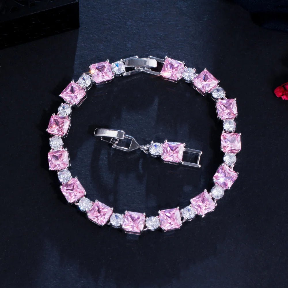 BraceletsPink Cube Tennis Chain Bracelet CB276 - WS JewelleryBraceletTennis Bracelet