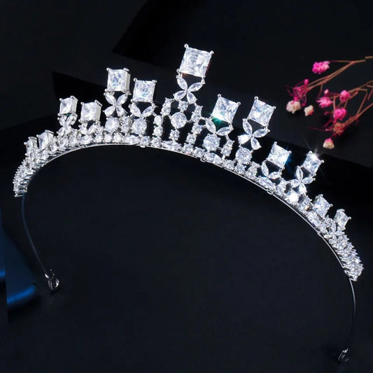 TiarasPrincess Cut Wedding Crown Tiara A018 - WS JewelleryBridal TiaraHair AccessoriesQueen Tiara
