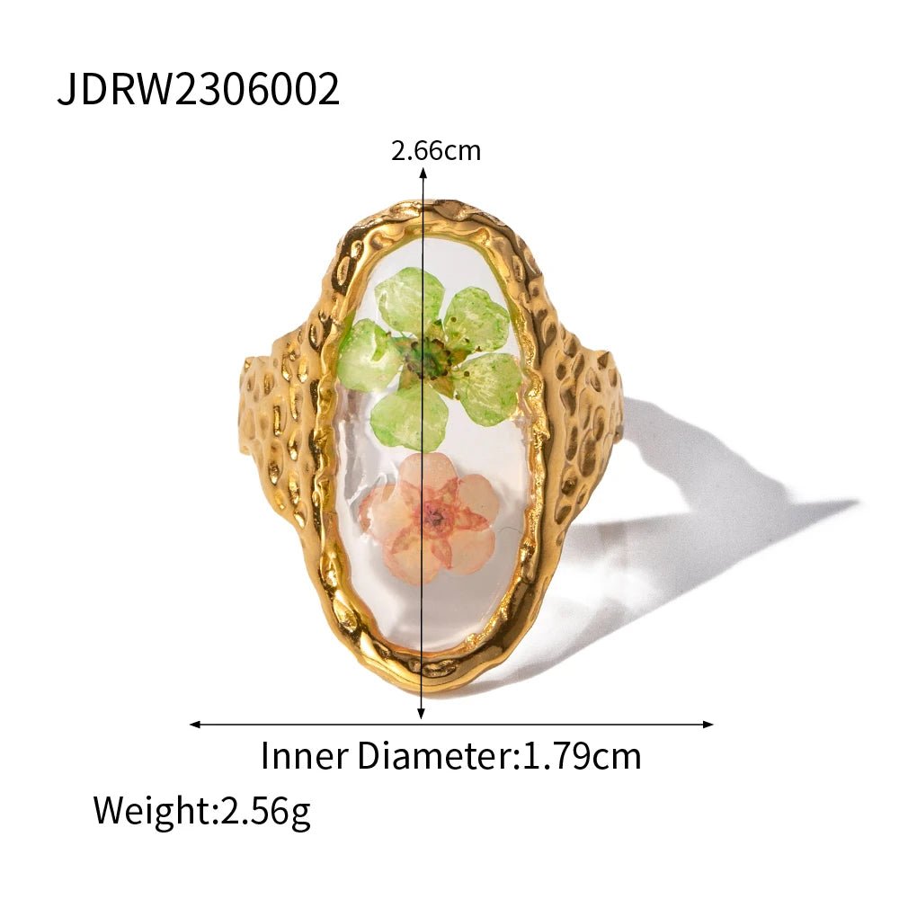 Retro Eternal Flower 18K GP Adjustable Stainless Steel Waterproof Ring - WS JewelleryStainless Steel