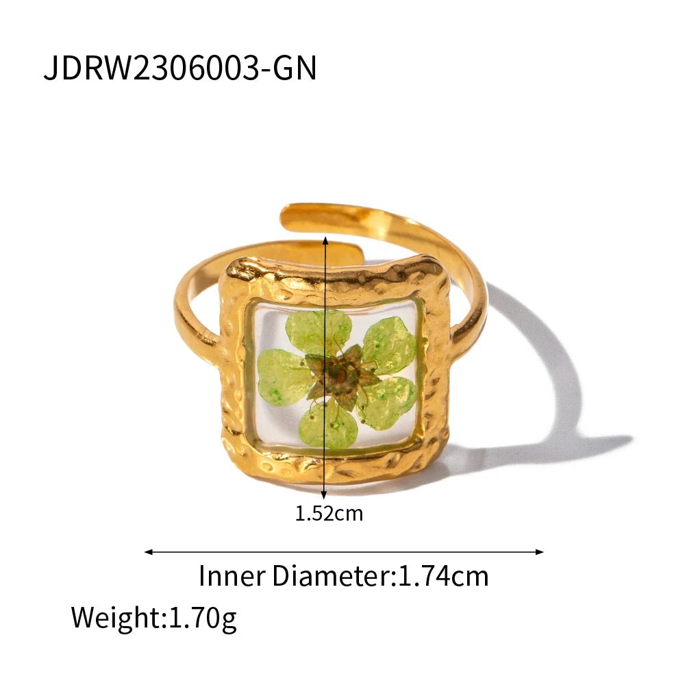 Retro Eternal Flower 18K GP Adjustable Stainless Steel Waterproof Ring - WS JewelleryStainless Steel