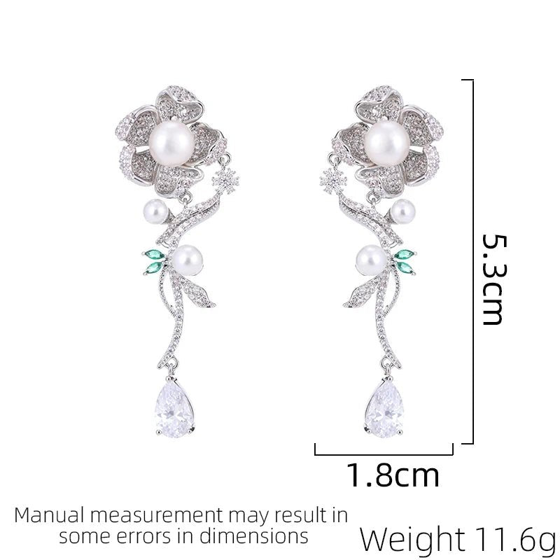 EarringsRose Flower Pearl Earrings Pink - WS JewelleryEarring