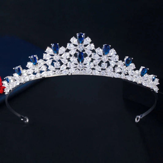 TiarasRoyal Blue Flower Crown Tiara A027 - WS JewelleryBridal TiaraHair AccessoriesQueen Tiara