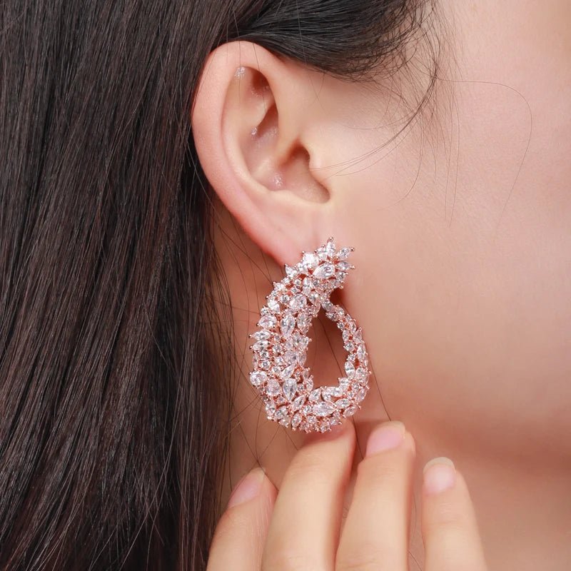 EarringsSilver Flower Hoop Earrings CZ416 - WS JewelleryBridal EarringEarringLuxury Earring