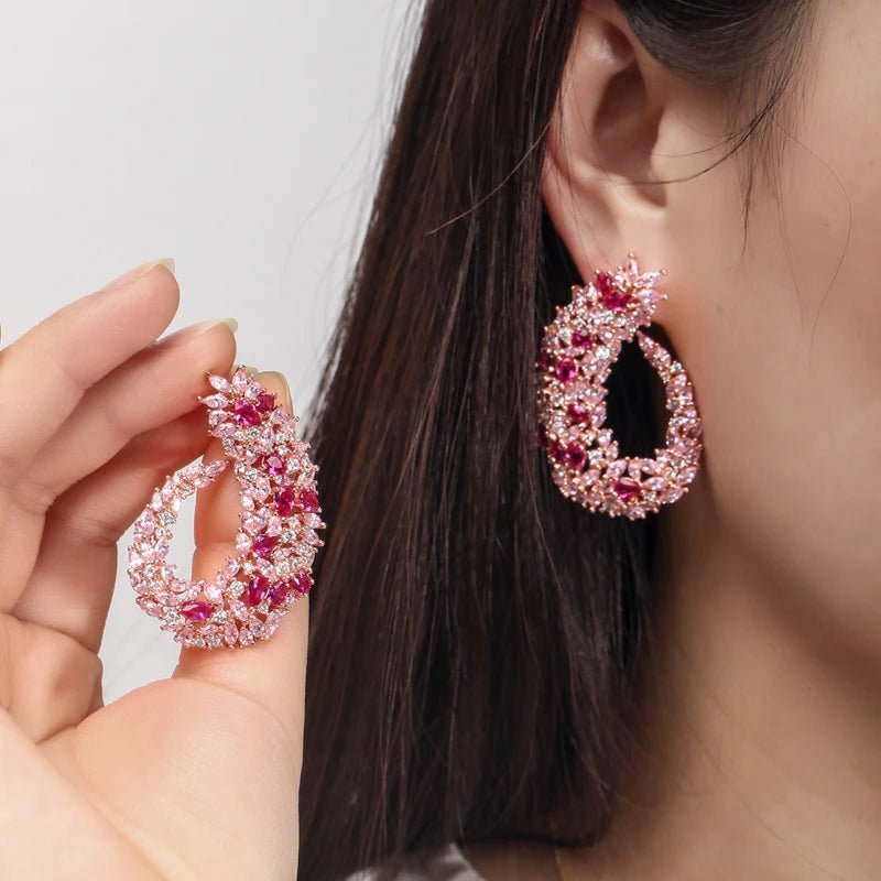 EarringsSilver Flower Hoop Earrings CZ416 - WS JewelleryBridal EarringEarringLuxury Earring
