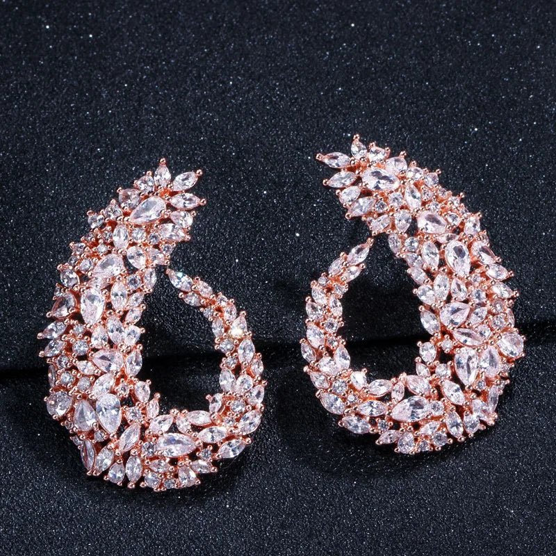 EarringsSilver Flower Hoop Earrings CZ416 - WS JewelleryBridal EarringEarringLuxury Earring