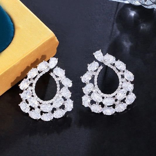 EarringsSparkling White Oval Stud Earrings CZ355 - WS JewelleryBridal EarringEarringLuxury Earring