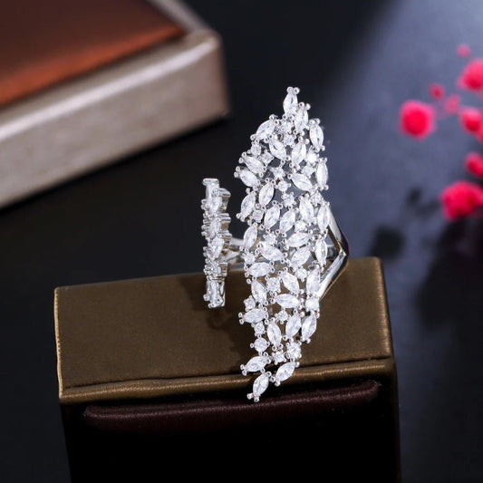 RingsSparkly Chunky Long Finger Rings R253 - WS JewelleryBridal RingCocktail RingFlower Ring