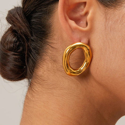 Stainless Steel 18K Gold Color Hoop Earrings - WS JewelleryStainless Steel