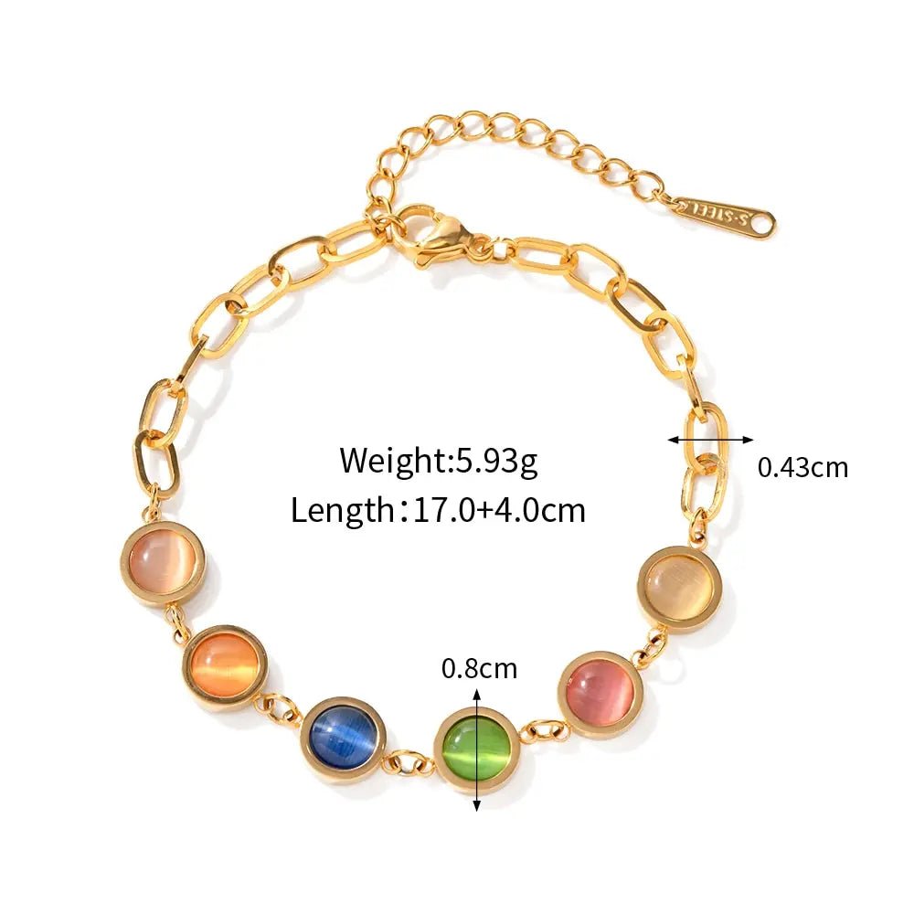 Stainless Steel 18K GP Colorful Symphony Cat's Eye Bracelet - WS JewelleryStainless Steel