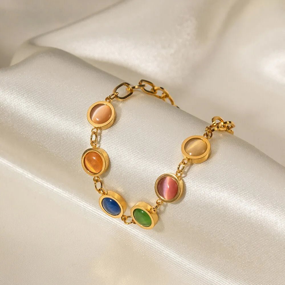 Stainless Steel 18K GP Colorful Symphony Cat's Eye Bracelet - WS JewelleryStainless Steel