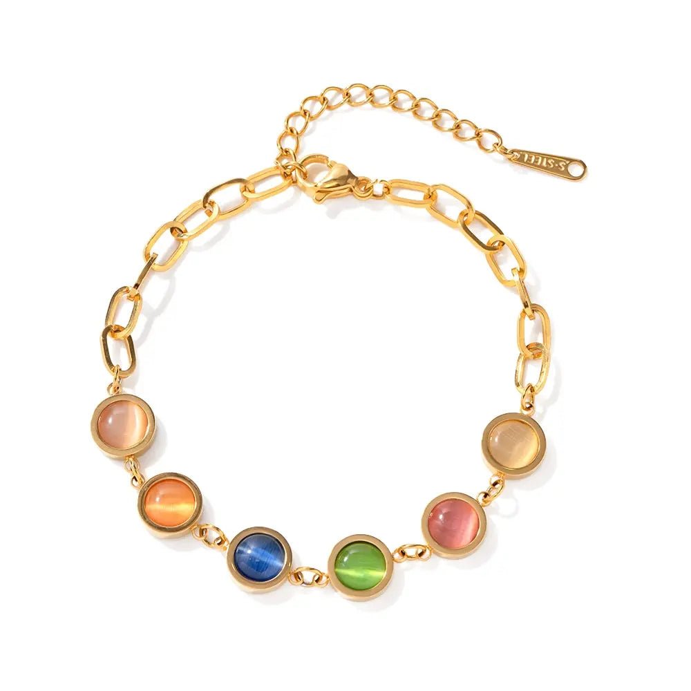 Stainless Steel 18K GP Colorful Symphony Cat's Eye Bracelet - WS JewelleryStainless Steel