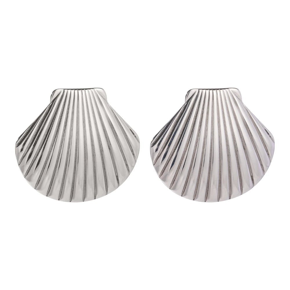 Stainless Steel Big shell Big Stud Earrings - WS JewelleryStainless Steel