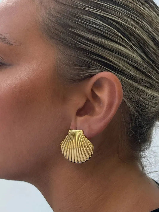 Stainless Steel Big shell Big Stud Earrings - WS JewelleryStainless Steel