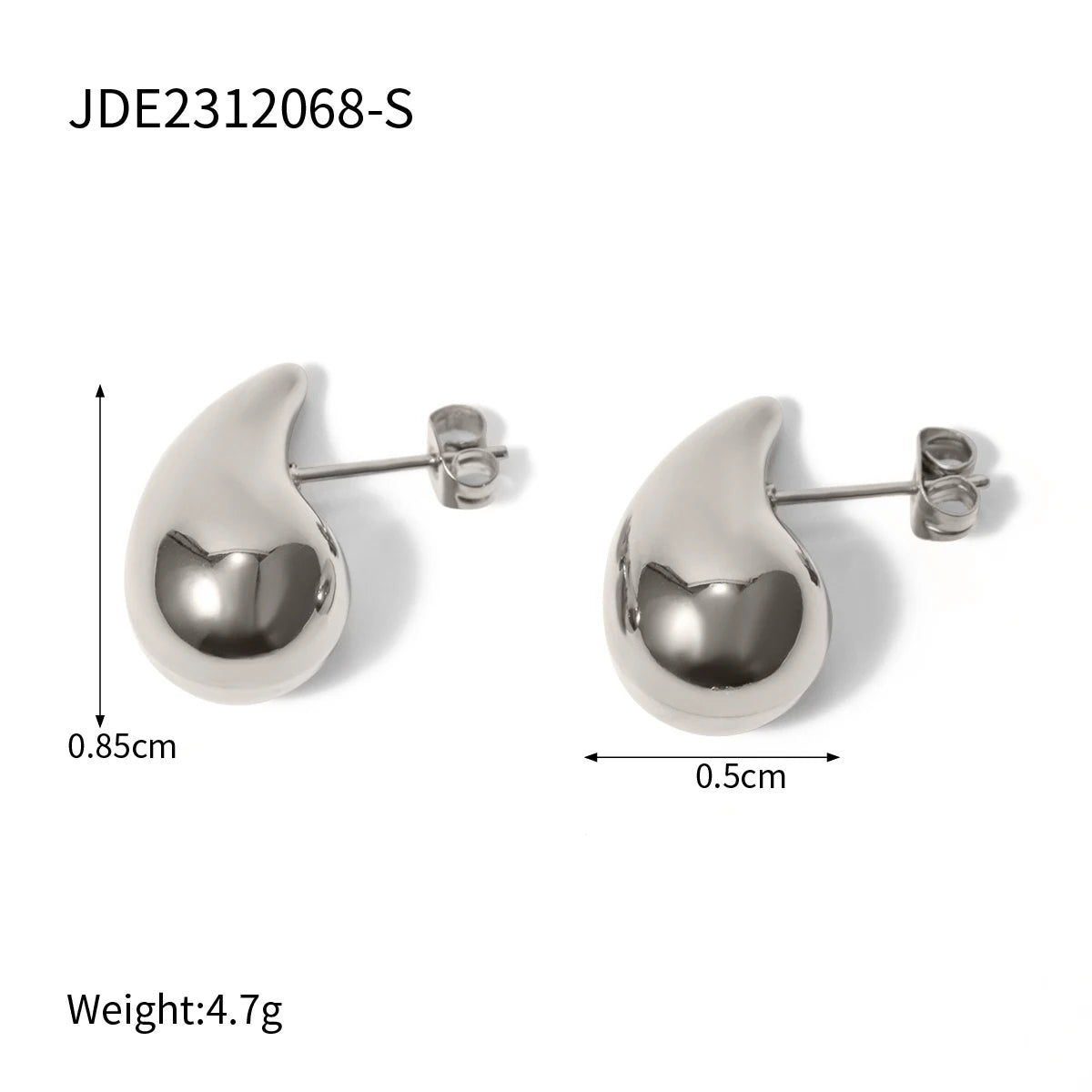 Stainless Steel Bright Threaded Dmall Dater Droplets Earrings - WS JewelleryStainless Steel