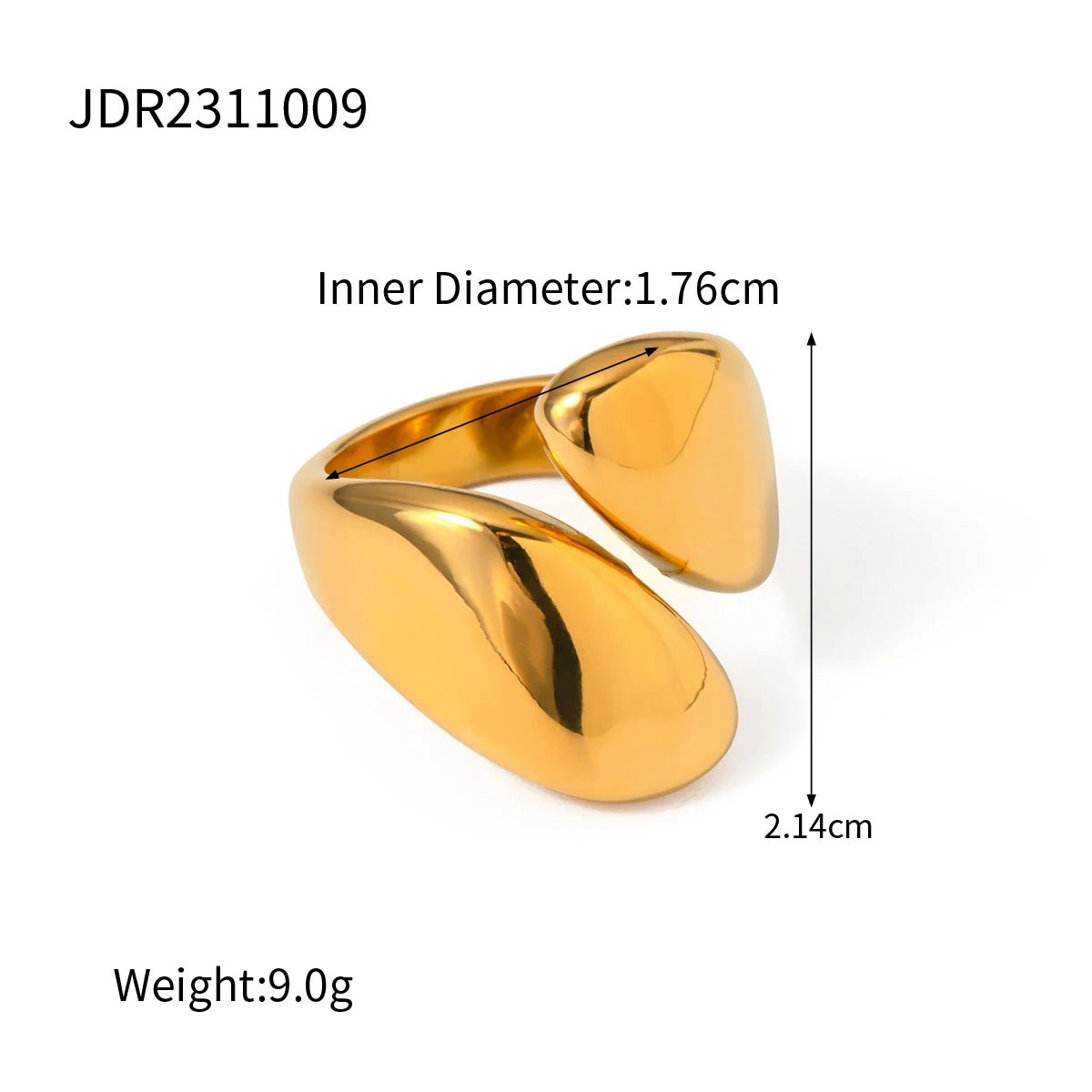 Stainless Steel Glossy Asymmetric Open Ring - WS JewelleryStainless Steel