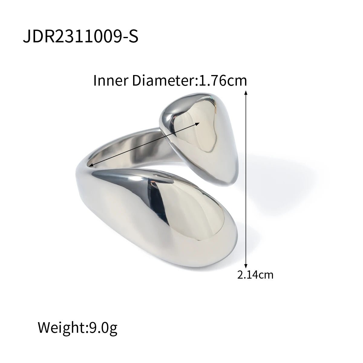 Stainless Steel Glossy Asymmetric Open Ring - WS JewelleryStainless Steel