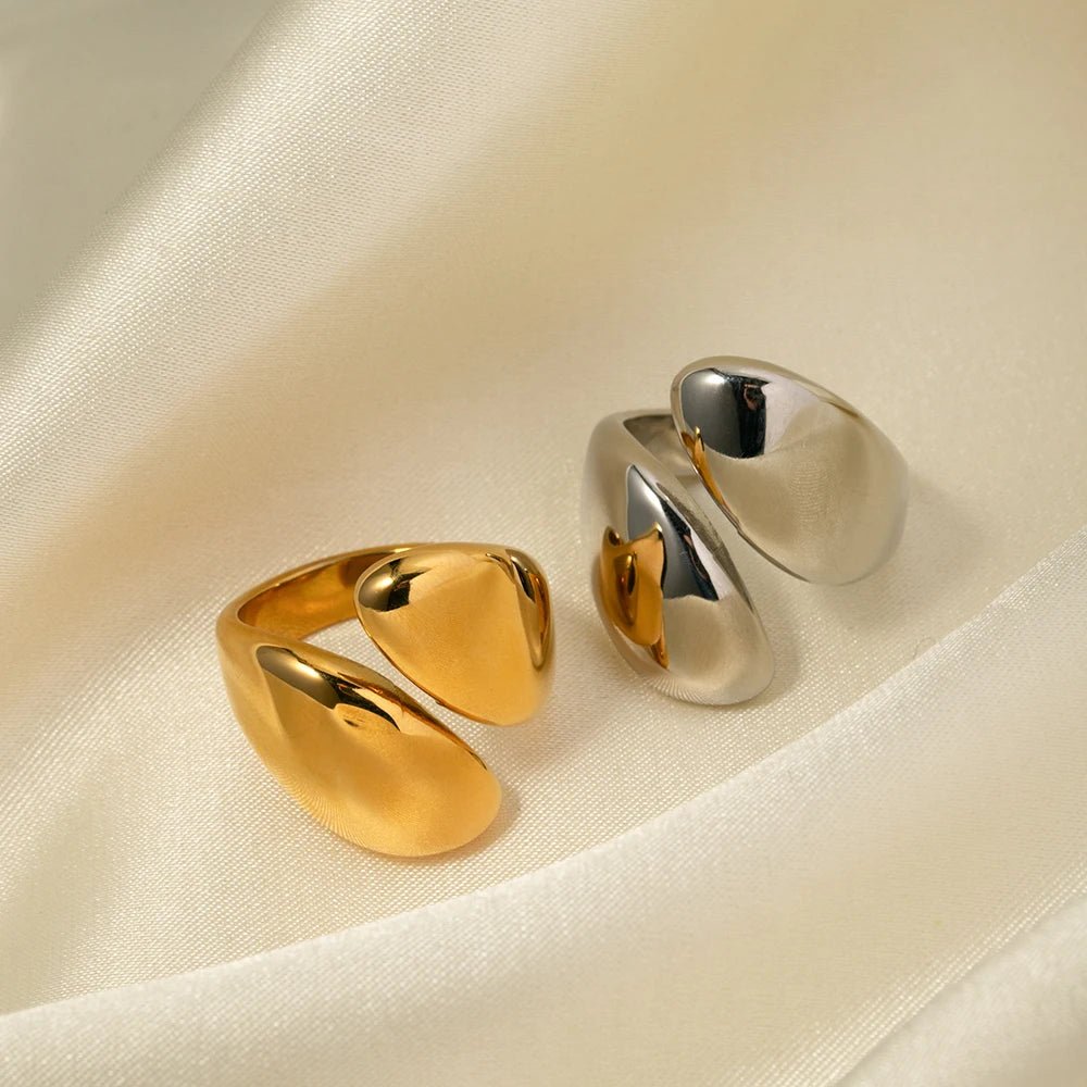 Stainless Steel Glossy Asymmetric Open Ring - WS JewelleryStainless Steel