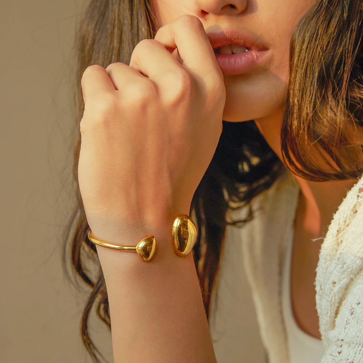 Stainless Steel GP Geometric Open Bracelet - WS JewelleryStainless Steel