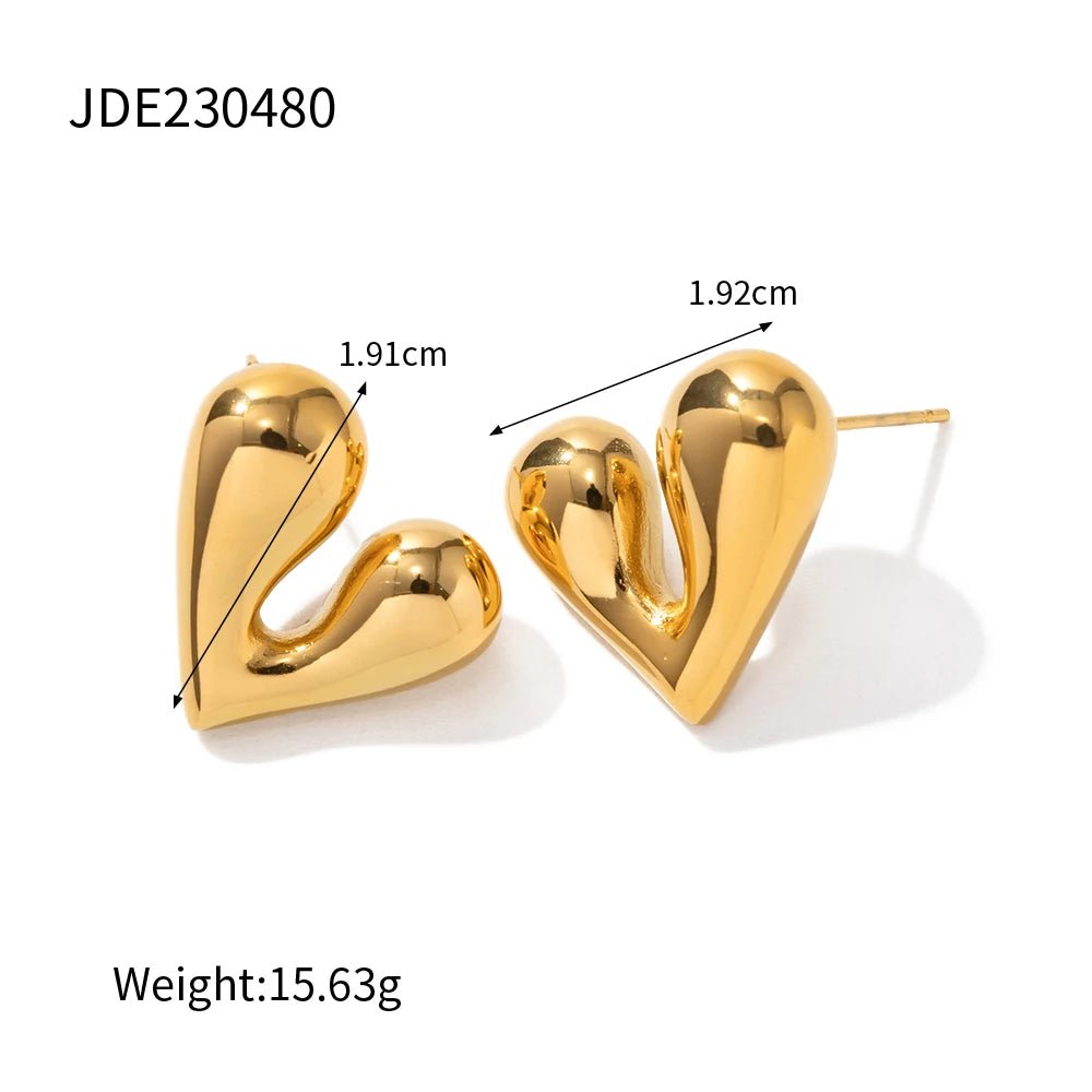 Stainless Steel Heart Love Stud Earrings - WS JewelleryStainless Steel