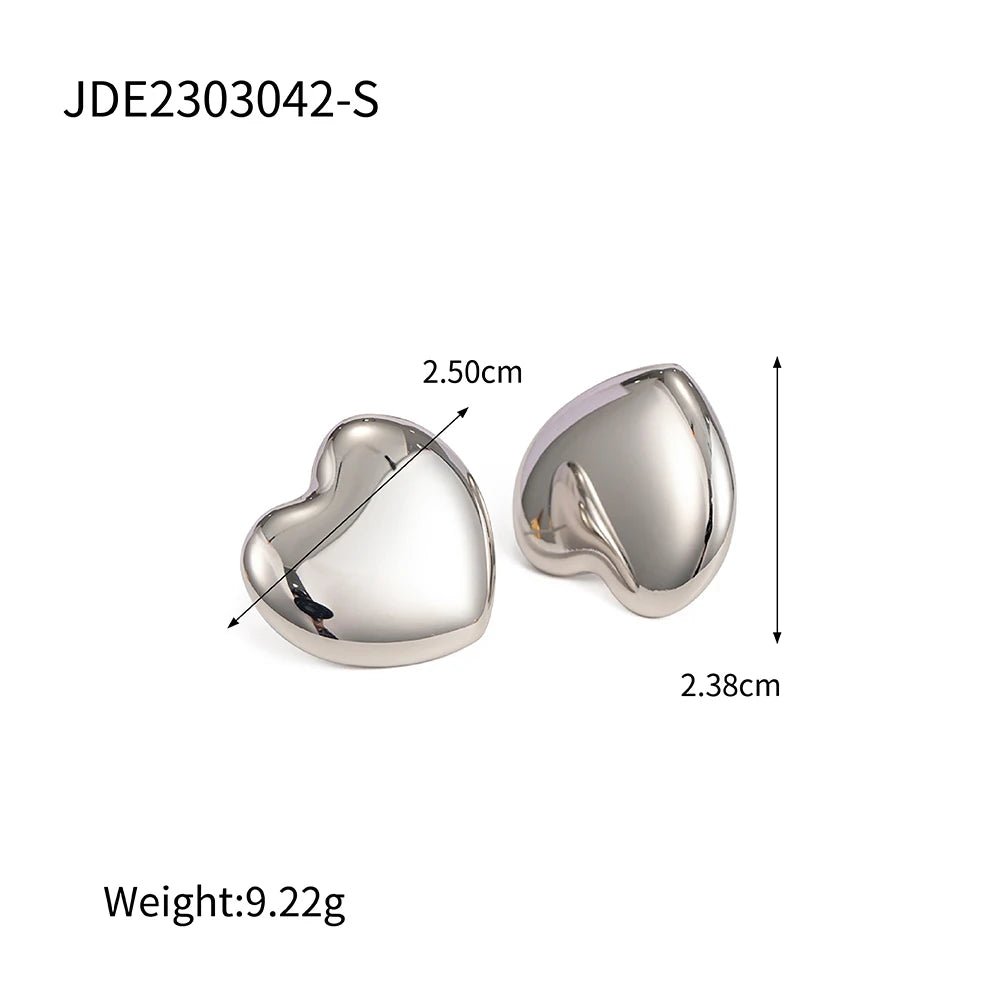 Stainless Steel Heart Love Stud Earrings - WS JewelleryStainless Steel