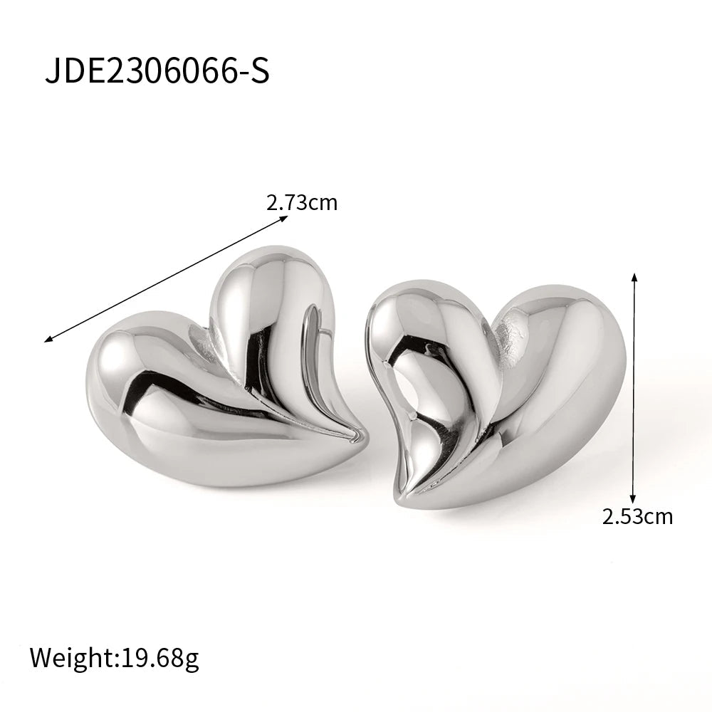 Stainless Steel Heart Love Stud Earrings - WS JewelleryStainless Steel