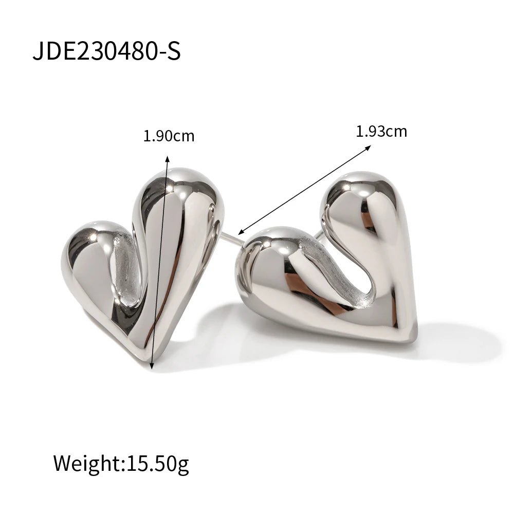 Stainless Steel Heart Love Stud Earrings - WS JewelleryStainless Steel