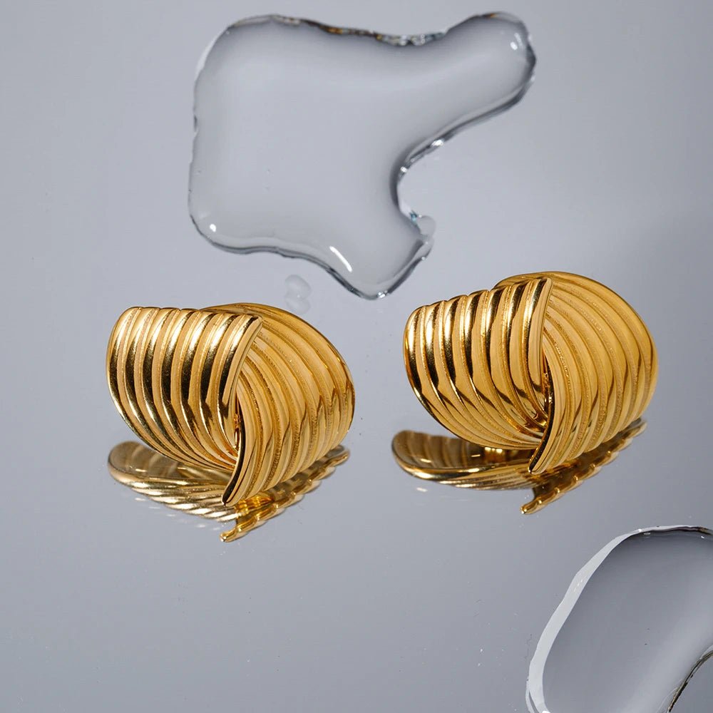 Stainless Steel Vienna Gold Textured Earrings - WS JewelleryStainless Steel