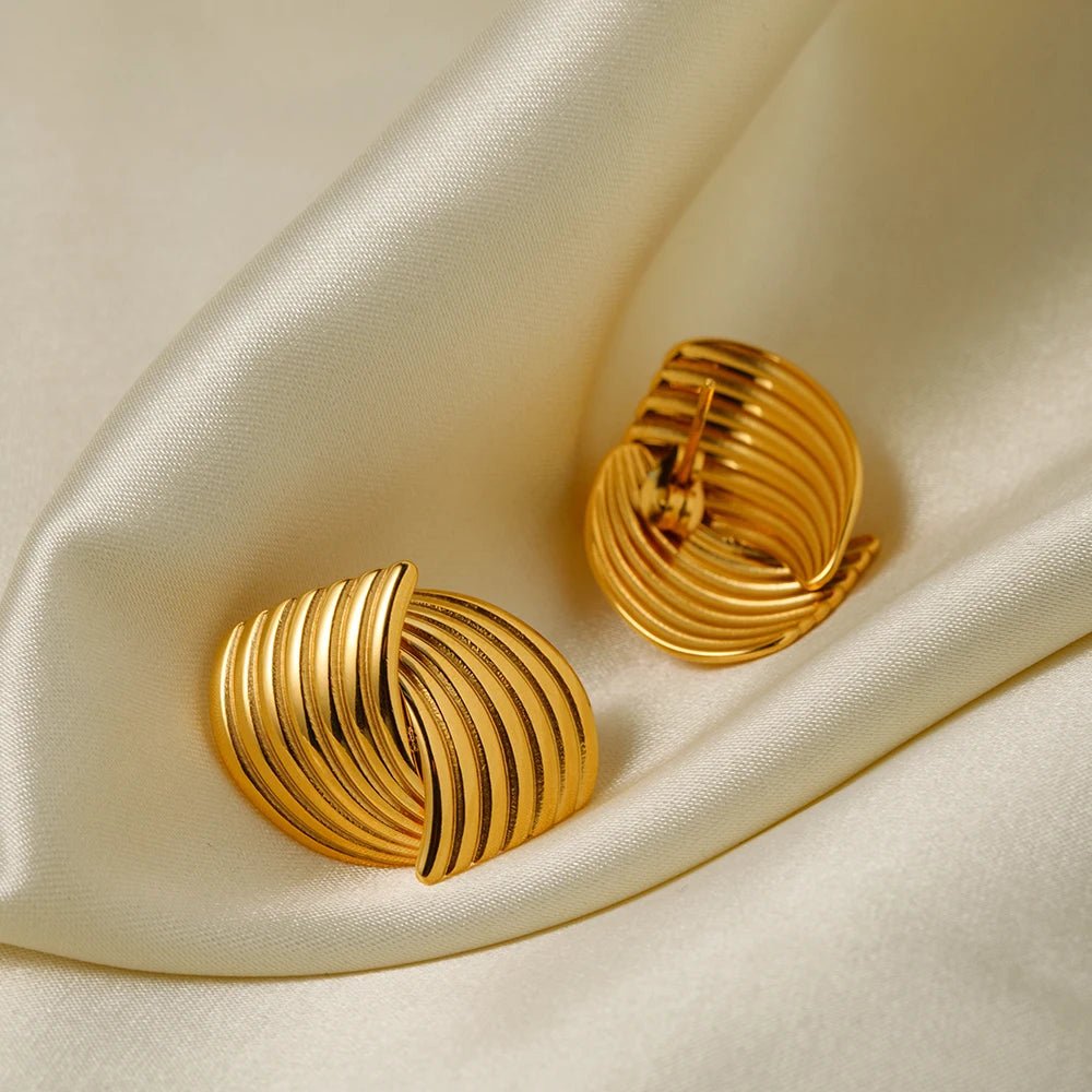 Stainless Steel Vienna Gold Textured Earrings - WS JewelleryStainless Steel