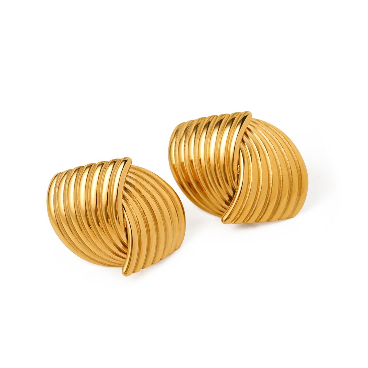 Stainless Steel Vienna Gold Textured Earrings - WS JewelleryStainless Steel