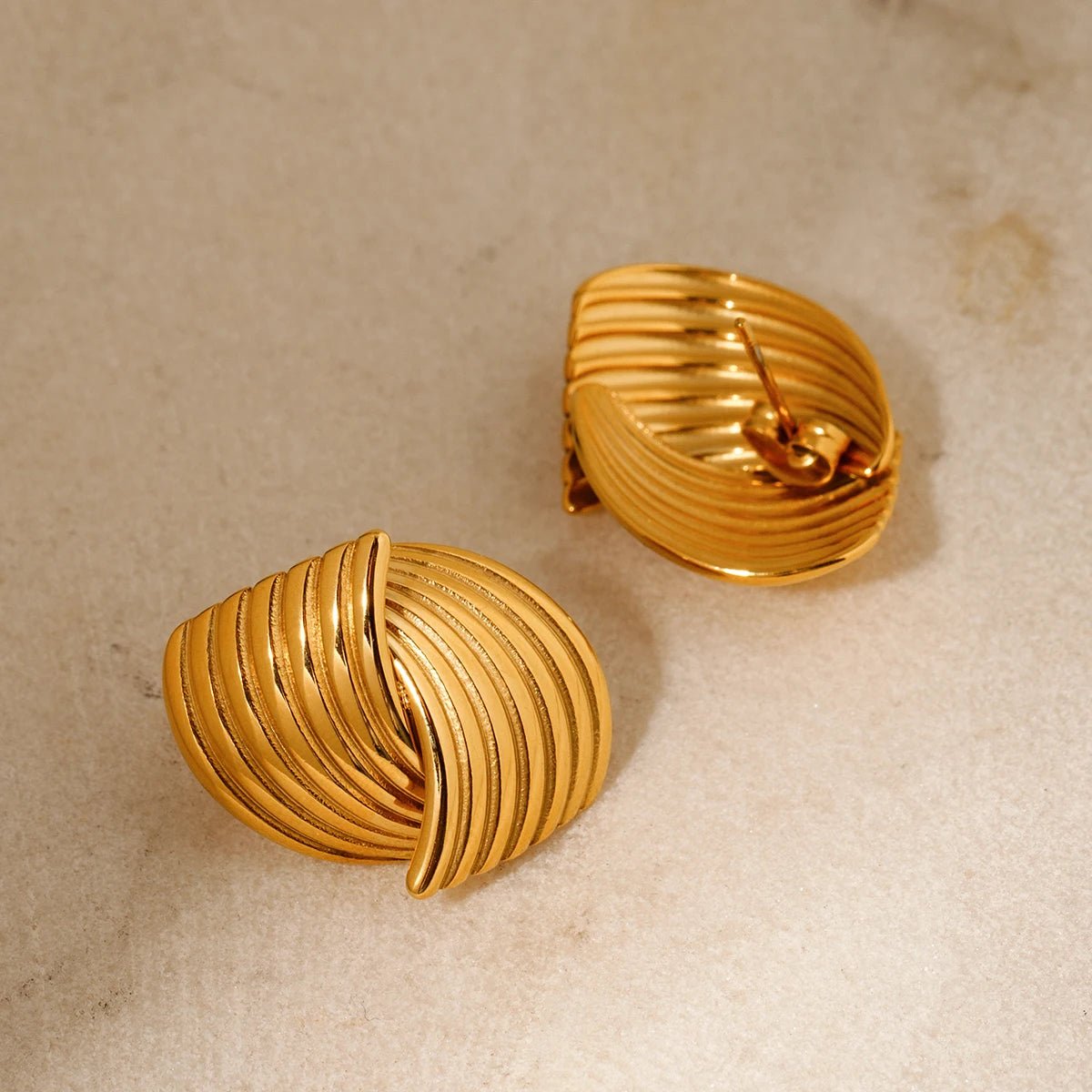 Stainless Steel Vienna Gold Textured Earrings - WS JewelleryStainless Steel