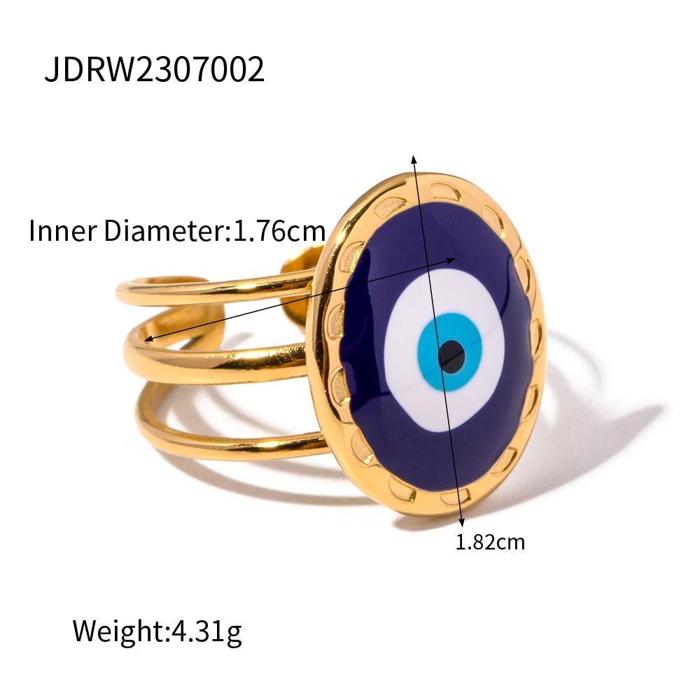 Stainless Steel Waterproof Devil's Eye Open Ring - WS JewelleryStainless Steel