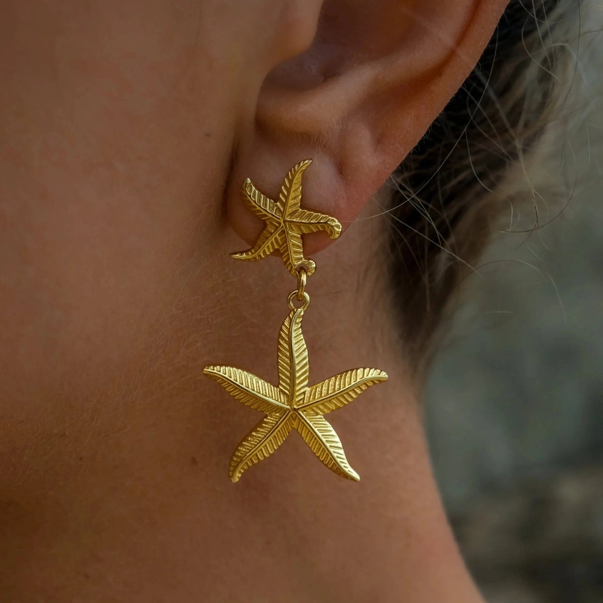 Stainless Steel Waterproof Double Drop Starfish Earrings - WS JewelleryStainless Steel