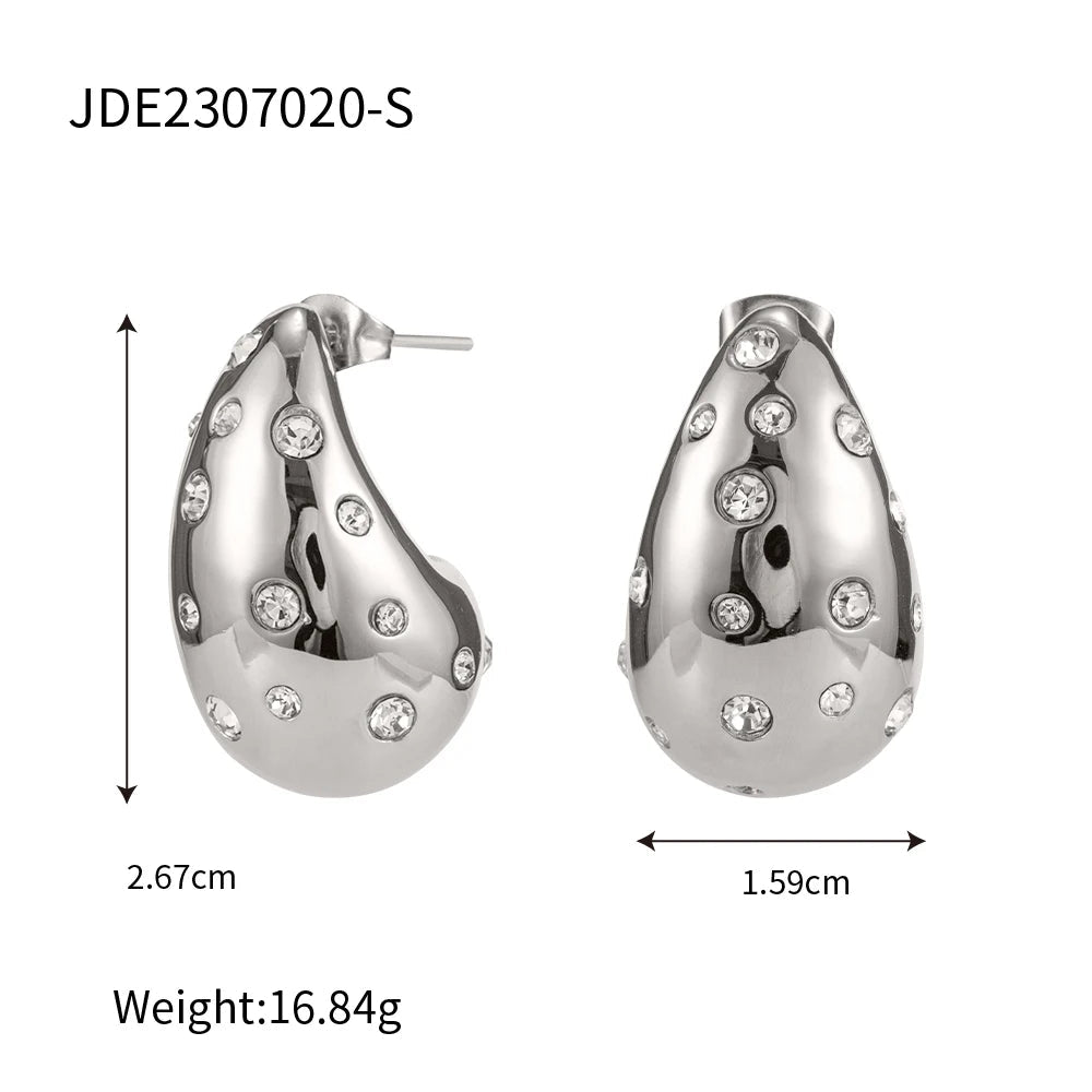 Stainless Steel Waterproof Drop Half Empty Stud Earrings Necklaces - Multiple - WS JewelleryStainless Steel