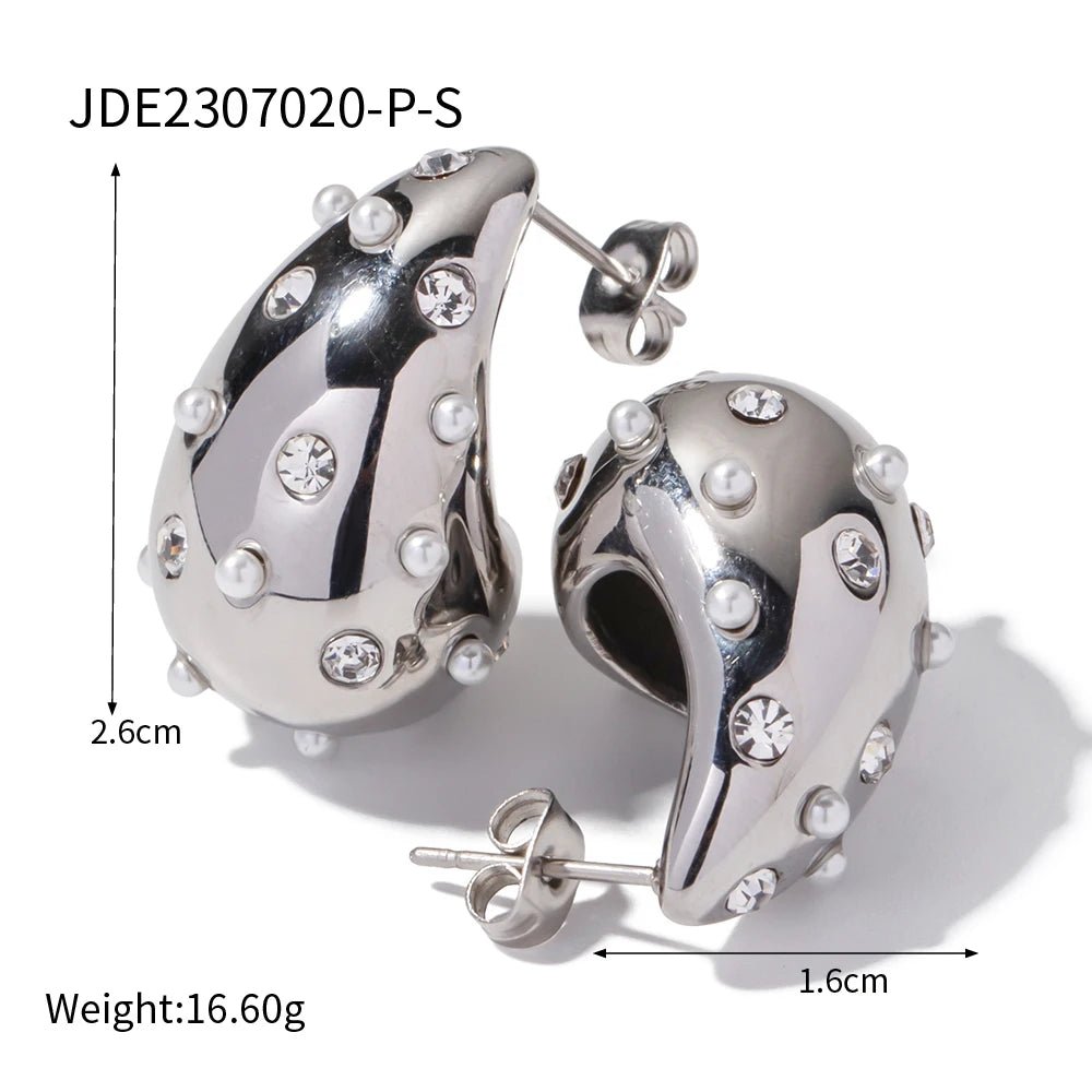 Stainless Steel Waterproof Drop Half Empty Stud Earrings Necklaces - Multiple - WS JewelleryStainless Steel