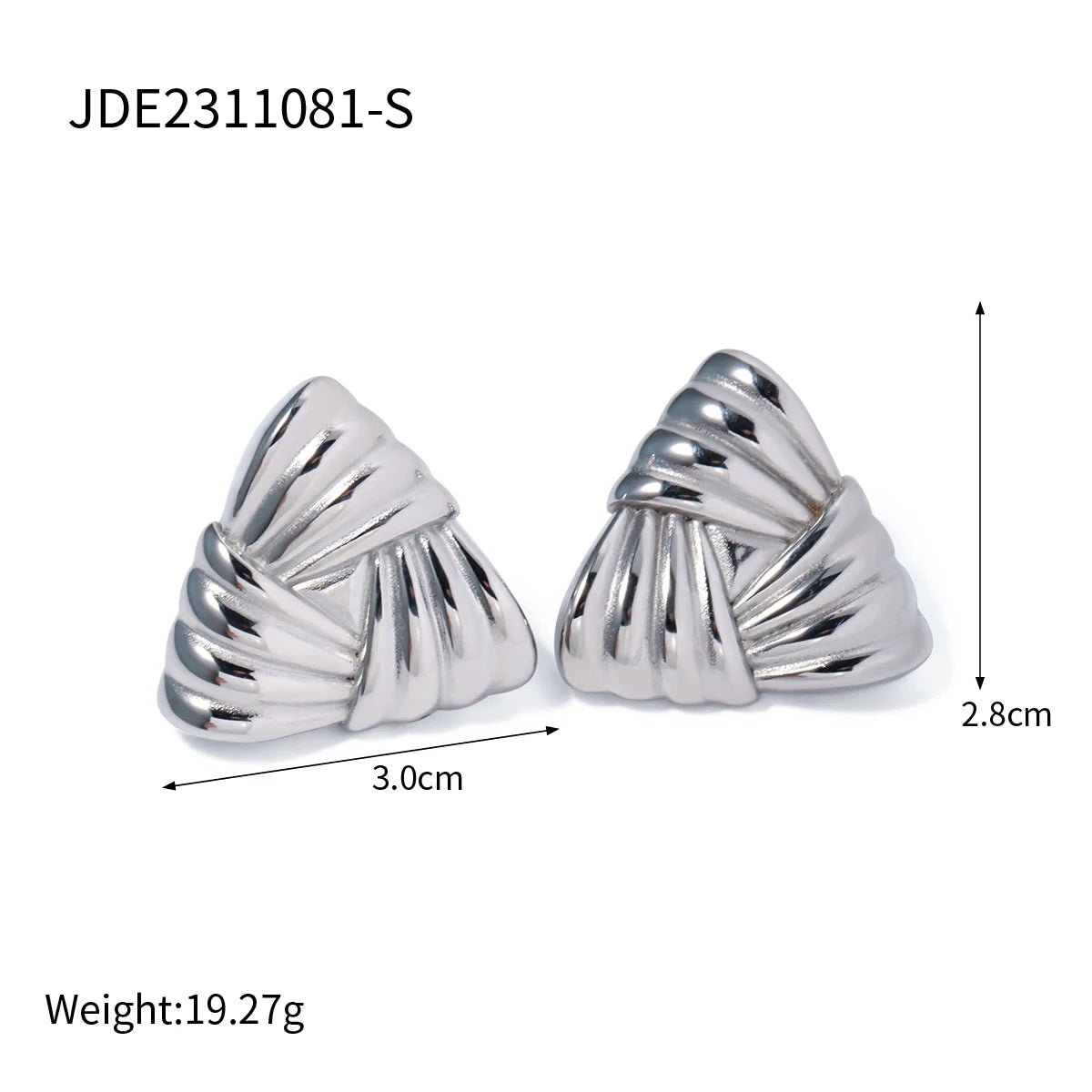 Stainless Steel Waterproof Geometric Texture Triangle Metal Earrings - WS JewelleryStainless Steel