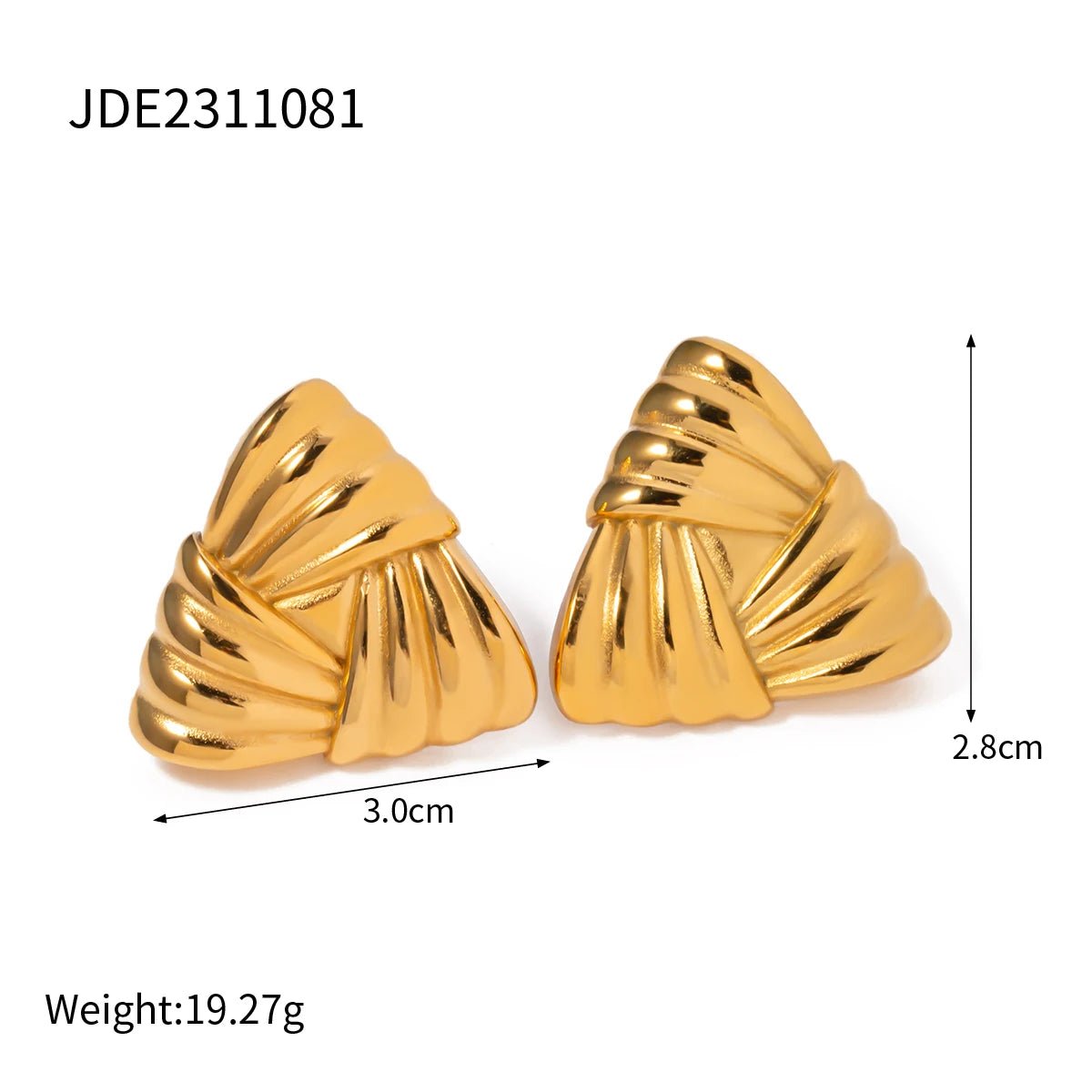 Stainless Steel Waterproof Geometric Texture Triangle Metal Earrings - WS JewelleryStainless Steel