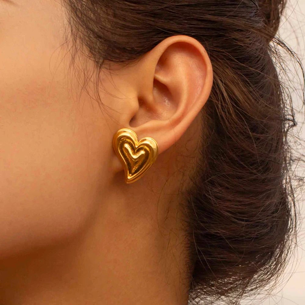 Stainless Steel Waterproof Heart Double Layer Earrings - WS JewelleryStainless Steel