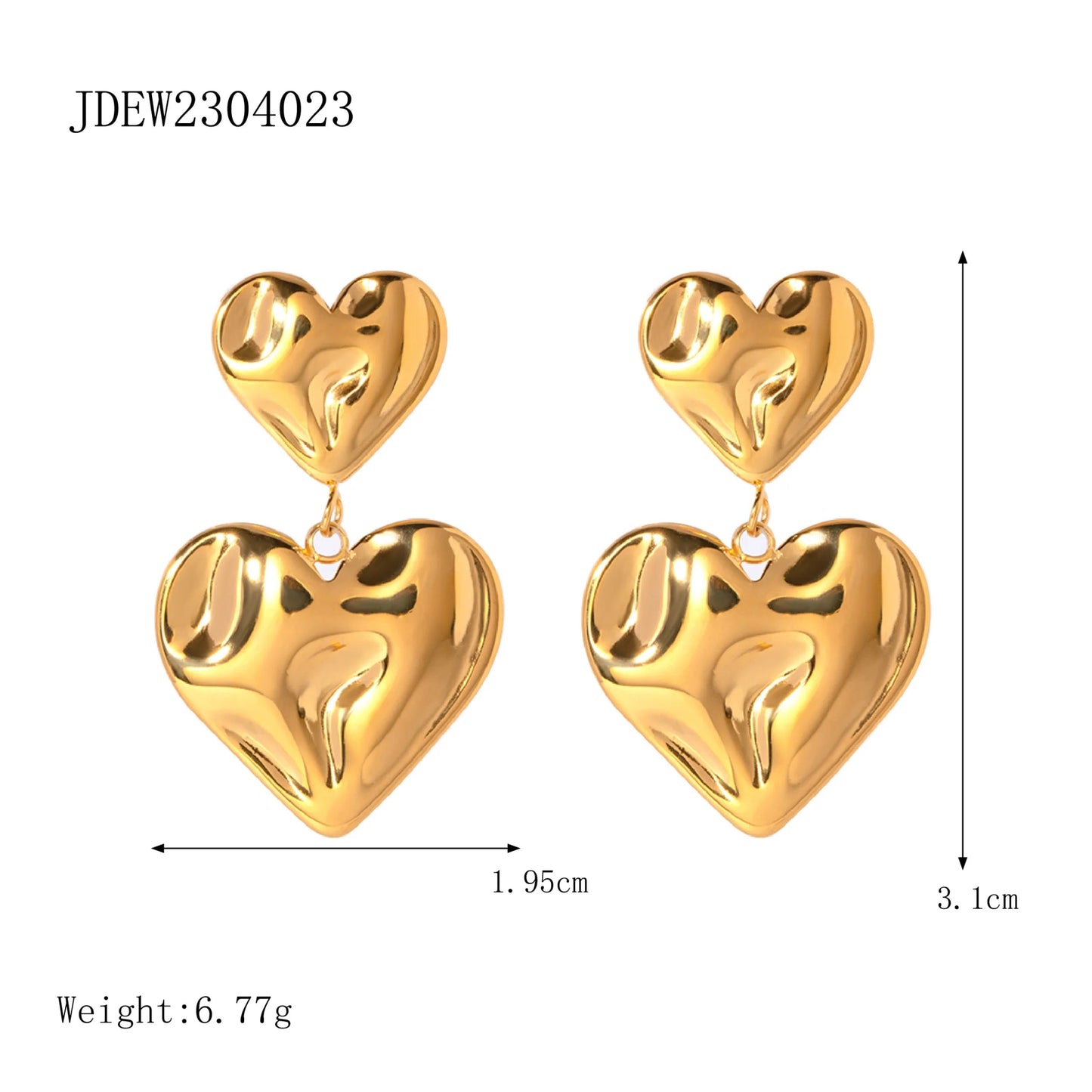 Stainless Steel Waterproof Heart Hanging Drop Earrings - WS JewelleryStainless Steel