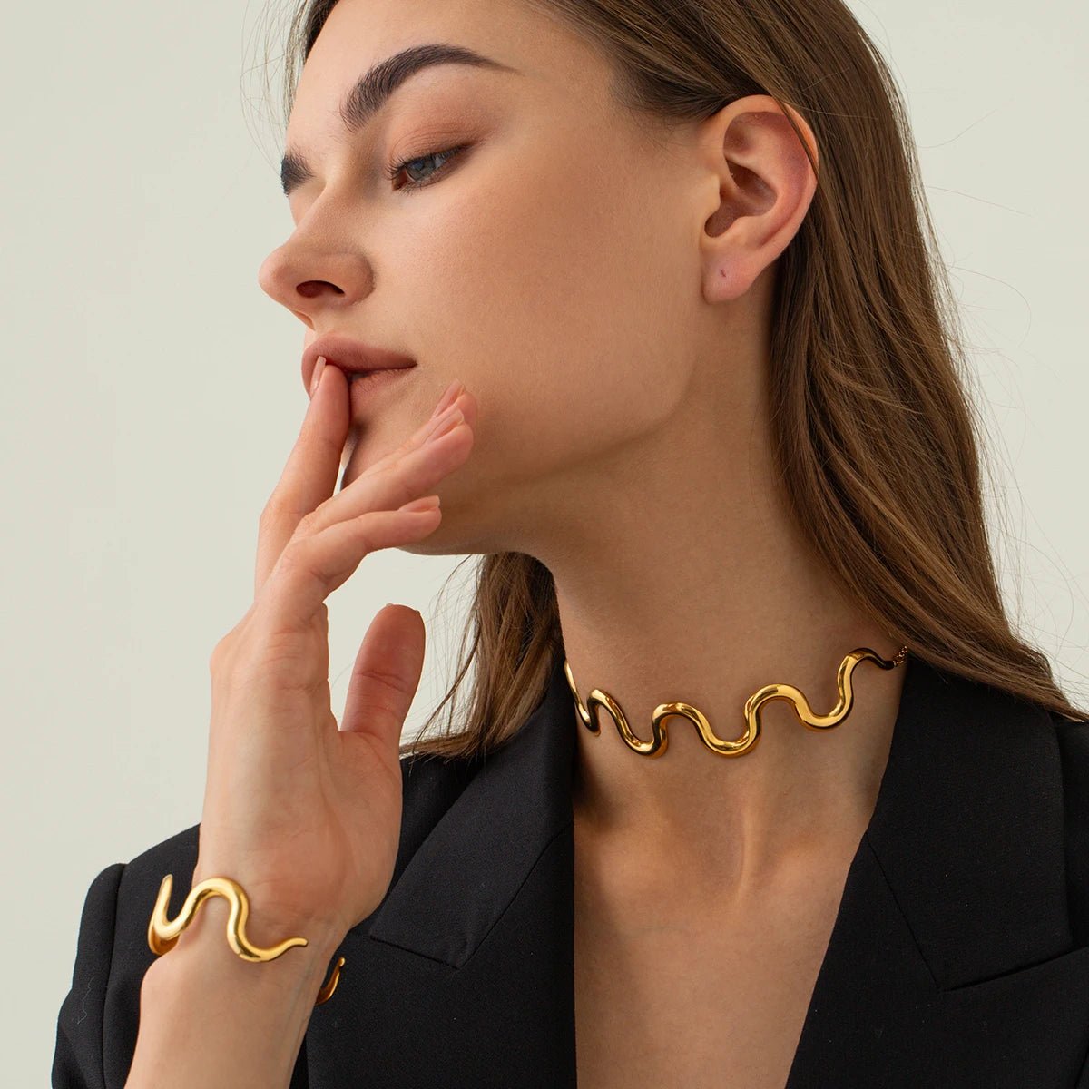 Stainless Steel Wave Bracelet Choker Bracelet - WS JewelleryStainless Steel
